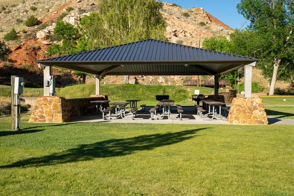 Picnic shelter in Hot Springs State Park in Thermopolis Wyoming
