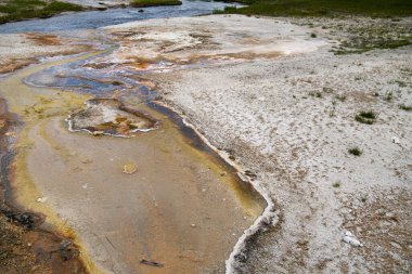 Yellowstone Ulusal Parkı 'ndaki Kara Kum Gayzer Havzası' nda kaynayan kaplıcalar.