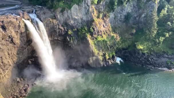 Snoqualmie Falls Wasserfall Eine Berühmte Touristenattraktion Der Nähe Von Seattle — Stockvideo