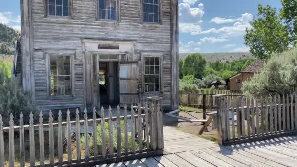 Old Fashioned Merry Childrens Playground Spins Itself Bannack Montana Ghost — Stock Video