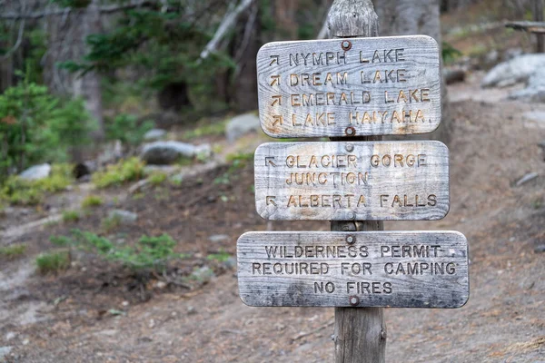 Trailhead Signs Various Hikes Bear Lake Area Rocky Mountain National — Stock Photo, Image