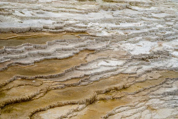 Vista Cerca Las Terrazas Minerales Formadas Mammoth Hot Springs Parque — Foto de Stock