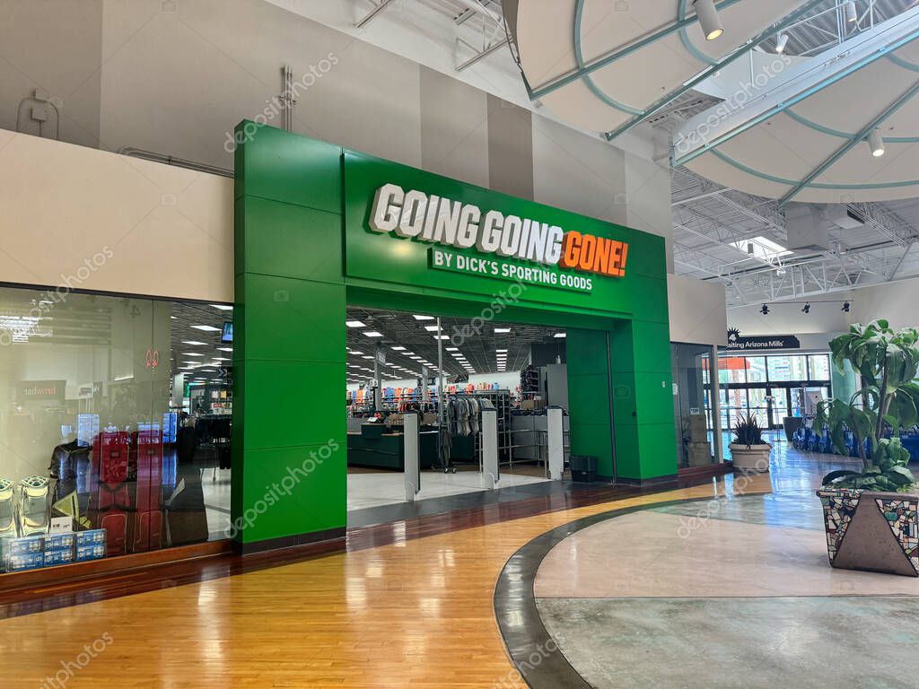 Phoenix, Arizona - September 13, 2025: Outside of a Going Going Gone by Dicks Sporting Goods at Arizona Mills outlet shopping mall
