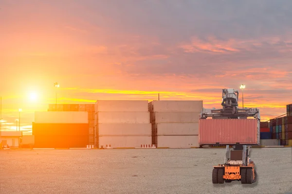 Cargo ship loading containers at sunshine