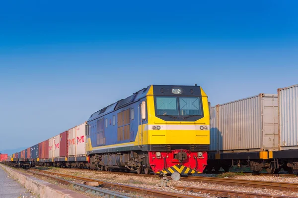 container trains at blue sky