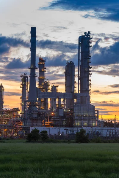 industrial factory buildings and sunset sky, chemical production industry