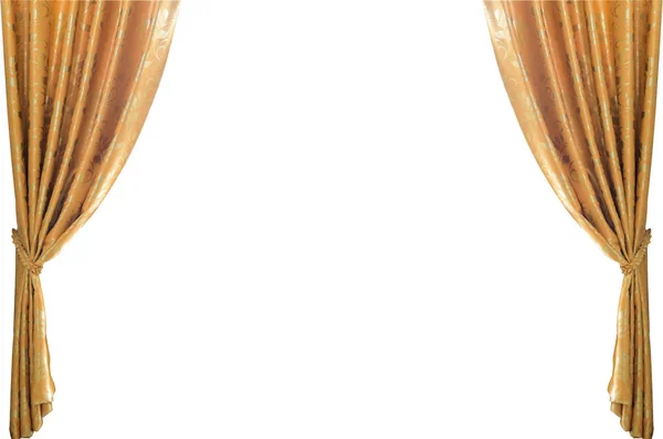 gold curtains on a white background