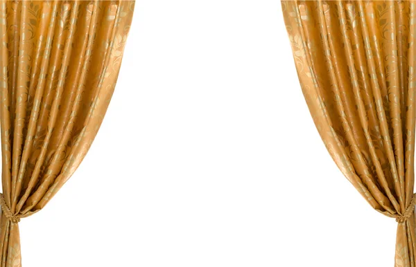 gold curtains on a white background