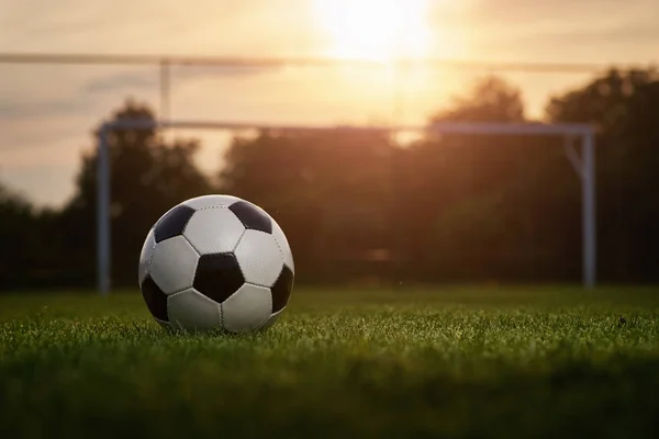 Bola Futebol Pôr Sol — Fotografia de Stock