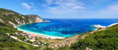 Panoramic photo from Petanoi beach in Kefalonia, Ionian Islands, Greece                                clipart
