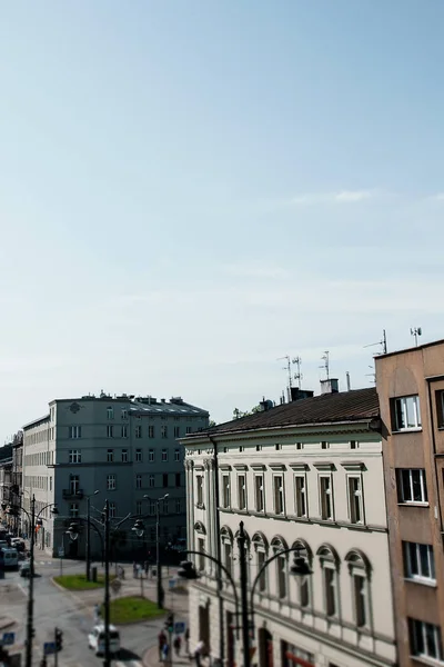 Straat Van Stad Krakau Oude Stad Openbaar Vervoer Straten Trams — Stockfoto