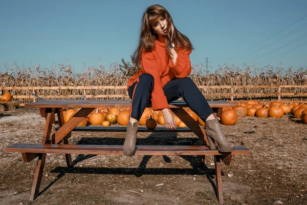 Genç kadının yanına Mısır. köyün güzel kız. Sonbahar.