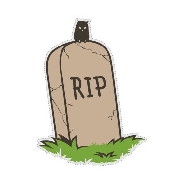 mezar mezarlık mezar taşı doodle yama etiket.