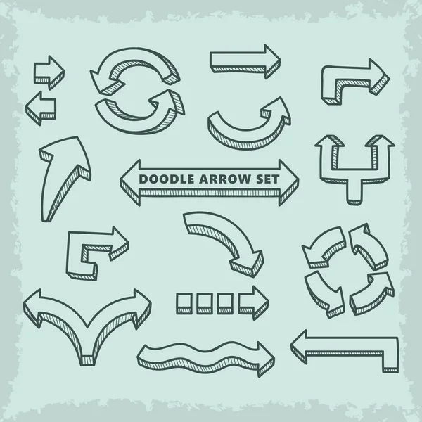Elle çizilmiş doodle vektör okları set