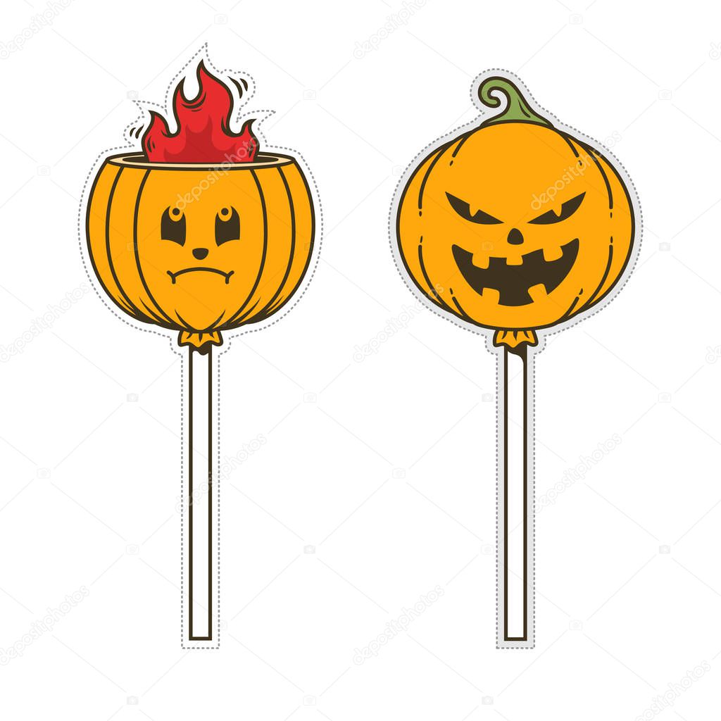 pumpkin doodle candy character patch or sticker
