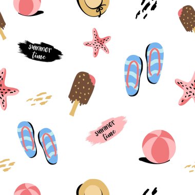 Yaz kusursuz desen. Elle çizilmiş stil baskı tasarımı.