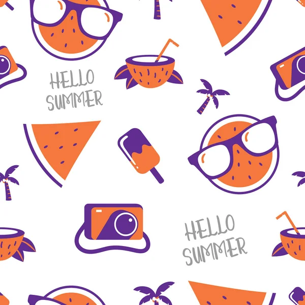 Summer Seamless Pattern Hand Drawn Style Print Design — Stock Vector