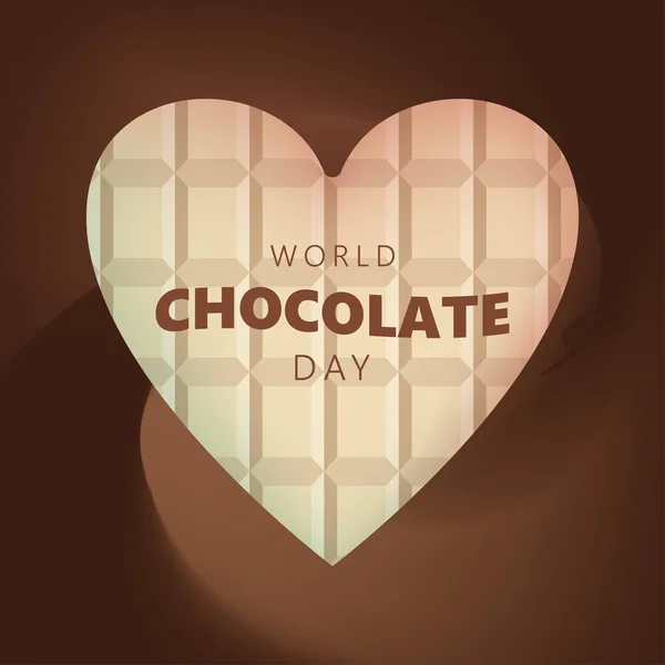Всесвітній День Шоколаду Шоколадний Блок Формує Любовне Серце — стоковий вектор