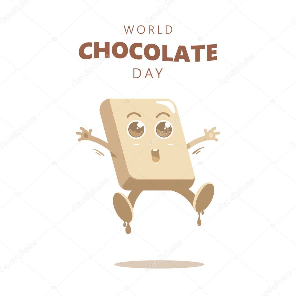 Happy world chocolate day cute adorable cartoon illustration 
