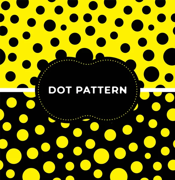Trendy Polka Dots Seamless Pattern Collection Black Yellow Print Design — Stock Vector
