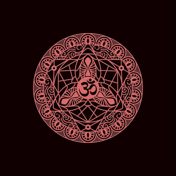 Om sembolü ile dekoratif mandala deseni. Baskı, poster, t-shirt, web için vektör tasarımı