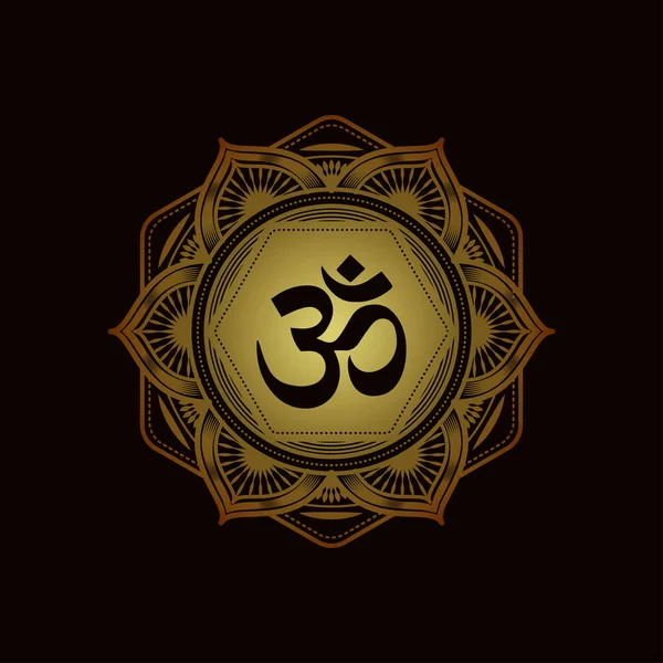 Om sembolü ile dekoratif mandala deseni. Baskı, poster, t-shirt, web için vektör tasarımı