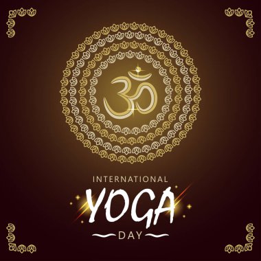 Lotus mandala ve om sembolü ile yoga günü arka plan kutlayın.