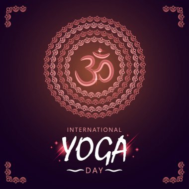 Lotus mandala ve om sembolü ile yoga günü arka plan kutlayın.