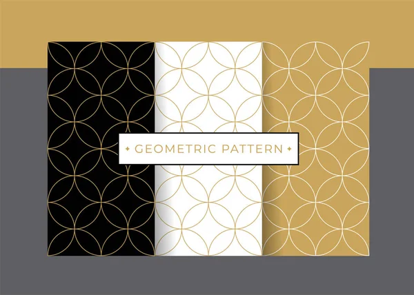 Gold Luxury Geometric Pattern Collection Set Vector Eps10 Editable — Stock Vector