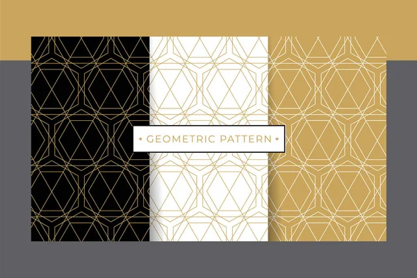 Gold Luxury Geometric Pattern Collection Set Vector Eps10 Editable — Stock Vector