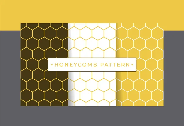 Geometric Yellow Honeycomb Seamless Pattern Set Hexagon Vector Eps10 Editable — Stock Vector