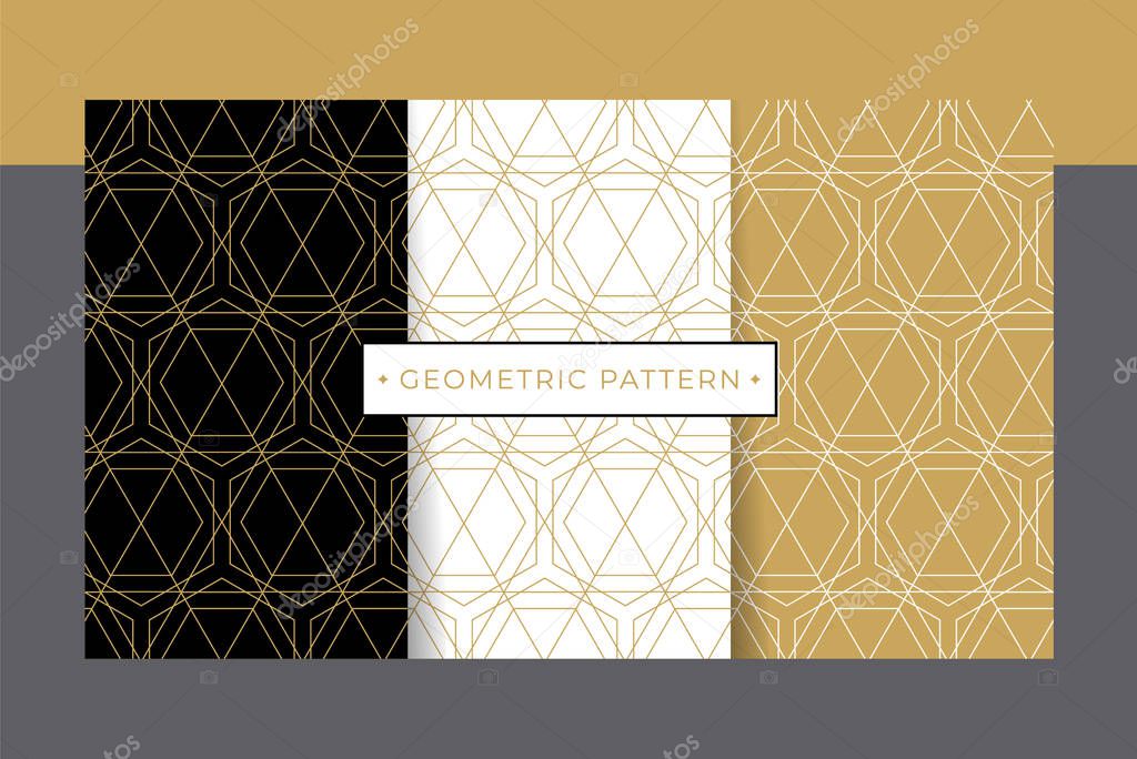 Gold luxury geometric pattern collection set. Vector eps10 editable.