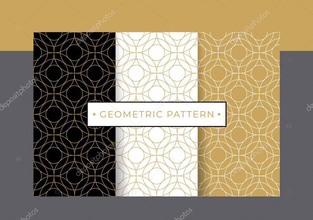 Gold luxury geometric pattern collection set. Vector eps10 editable.