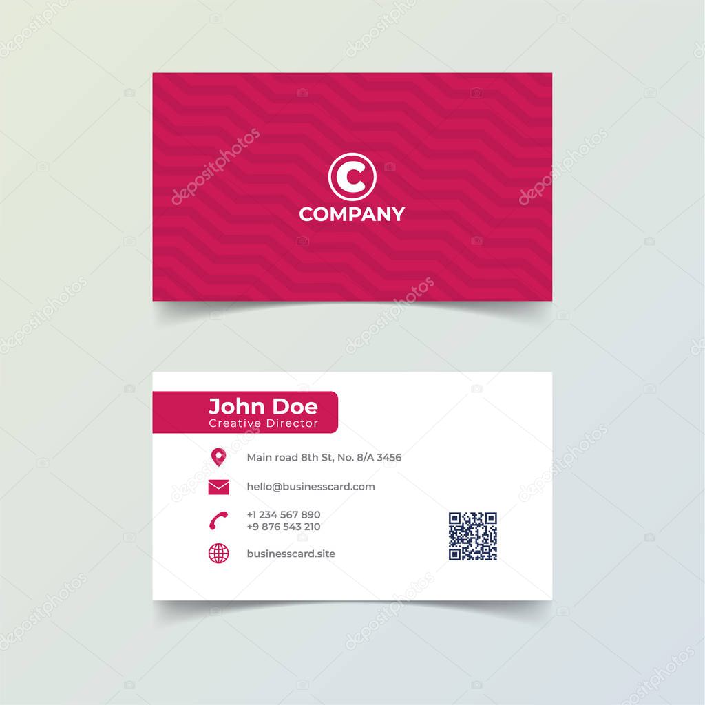 Red color business card print template. Personal name card with company logo.