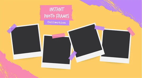 Vektor Foto Frame Persegi Templat Desain Mockup - Stok Vektor