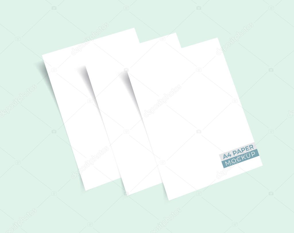 Realistic 3D paper mock up. Stacked paper. vector design template