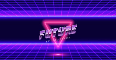 Arka Plan Manzara 80s Stil. Synthwave, retrowave duvar kağıdı tasarımları. Vektör eps 10