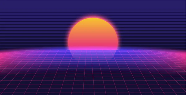 3d Arka Plan İllüstrasyon 80s Sahne esinlenerek. Synthwave, retrowave arka plan.
