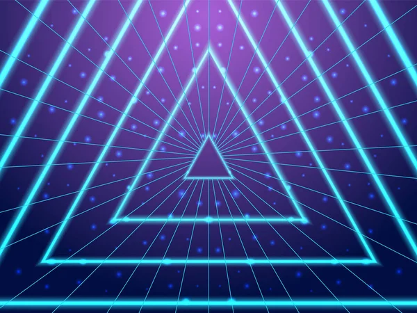 Background Triangle Tunnel 80S Style Synthwave Retrowave Wallpaper Designs Vector — Stock Vector