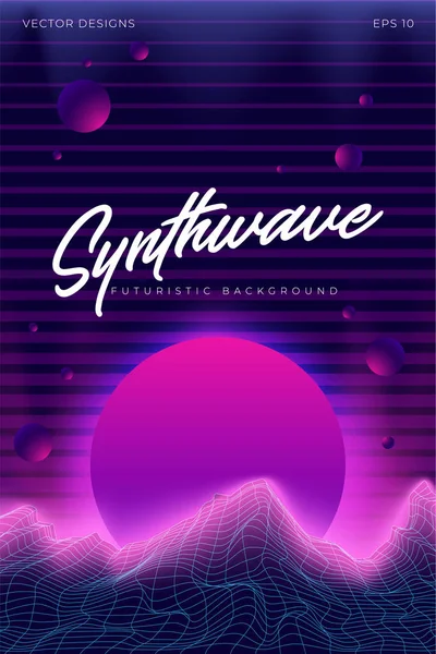 3d Arka Plan İllüstrasyon 80s Sahne esinlenerek. Synthwave, retrowave arka plan.
