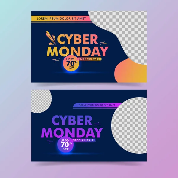 Set Vecteur Cyber Lundi Fond Vente Graphique Moderne Mode Conception — Image vectorielle