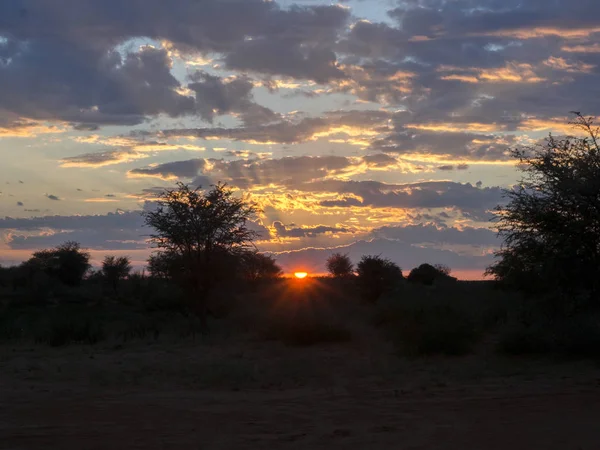 Zachód Słońca Nad Środkowej Namibii — Zdjęcie stockowe