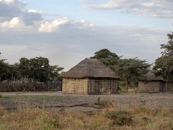 Hut Tubylców Ogrodzony Pod Wiatr Namibia — Zdjęcie stockowe