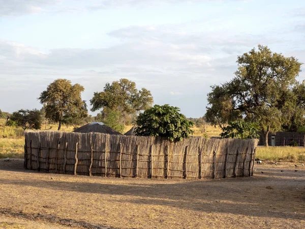当地人的小屋围栏逆风 纳米比亚 — 图库照片