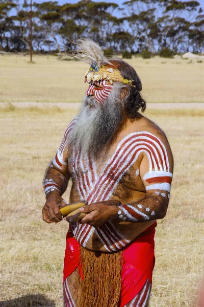 ADELEIDE, AUSTRALIA - APRIL 18, 08: unidentified aborigines actor at a performance for special events on April 18, 2008 Adeleide, Australia