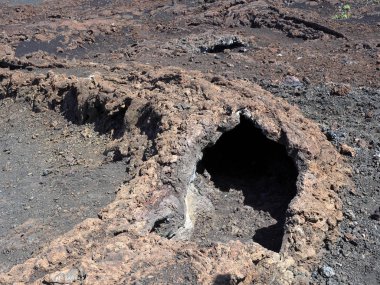 caldera lav akan Sierra Negra yanardağ, Isabela Adası, Galapagos, Ecuador