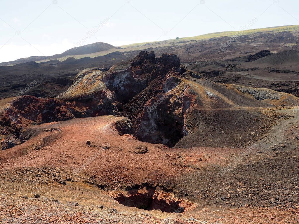 Colorful valleys of Chico, Isabela Island, Galapagos, Ecuador