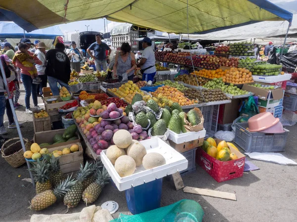 Quito Equador Diciembre 2017 Rica Oferta Frutas Verduras Carnes Mercado — Foto de Stock