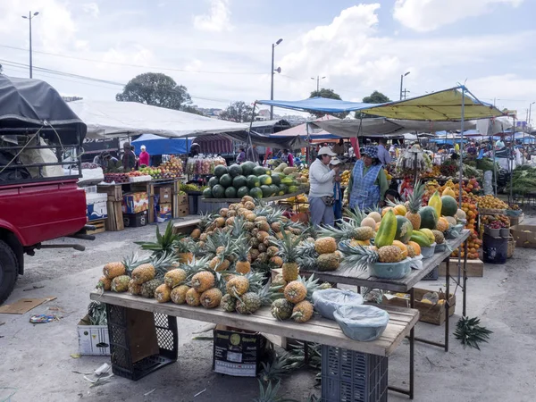 Quito Equador Diciembre 2017 Rica Oferta Frutas Verduras Carnes Mercado — Foto de Stock