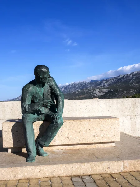Pomnik Starego Człowieka Wybrzeżu Betina Coratia — Zdjęcie stockowe